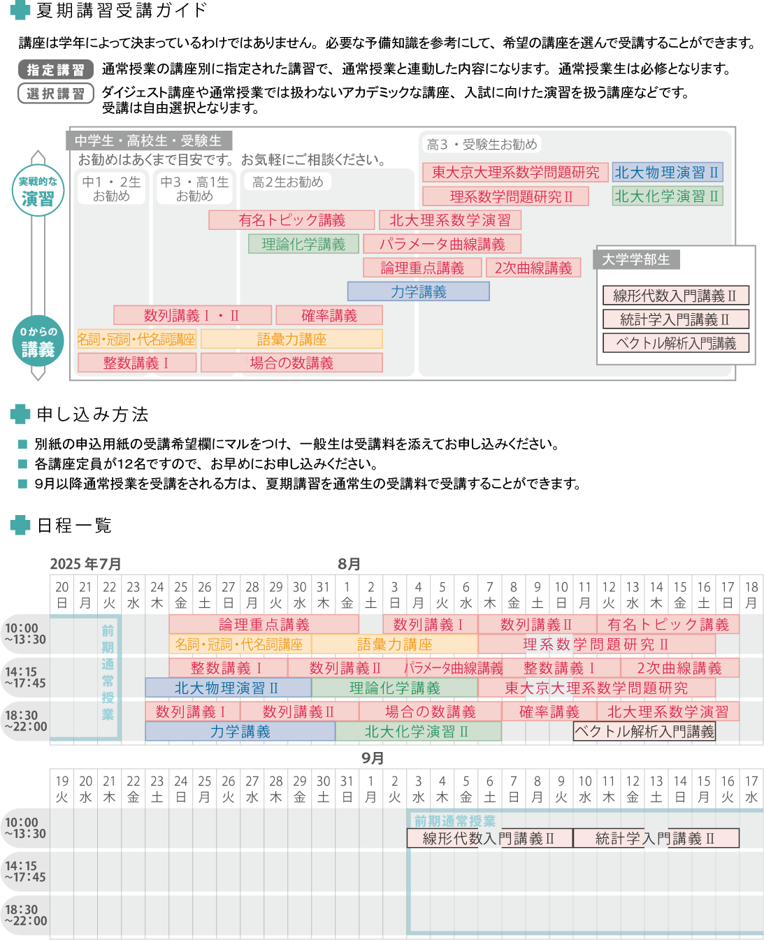 夏期講習講座案内